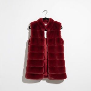 Elegant Red Faux Fur Vest